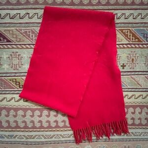 Like New NORDSTROM 100% Cashmere Scarf - Red with Fringe